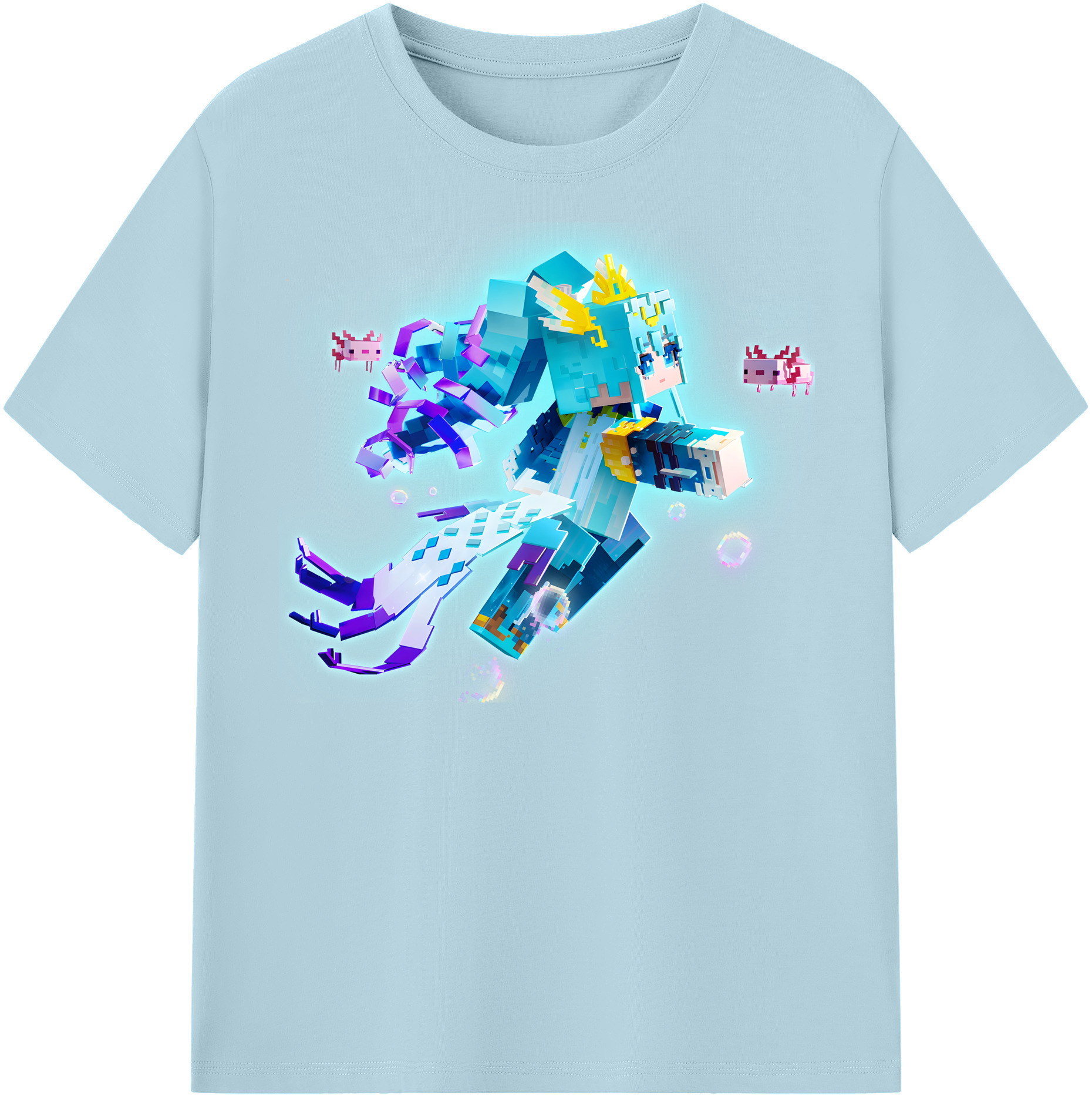 （画像用） マインクラフト ブロックの世界 Minecraft MC Block world 綿100％半袖Tシャツ（フロントプリント）
